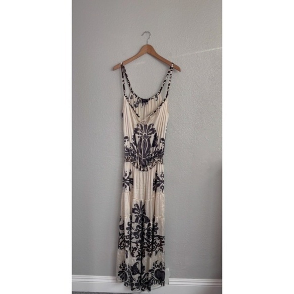 Luxury Boho Silk Damask Geometric Tiered Resort Maxi Dress Hale Bob NWT XS - Picture 5 of 10